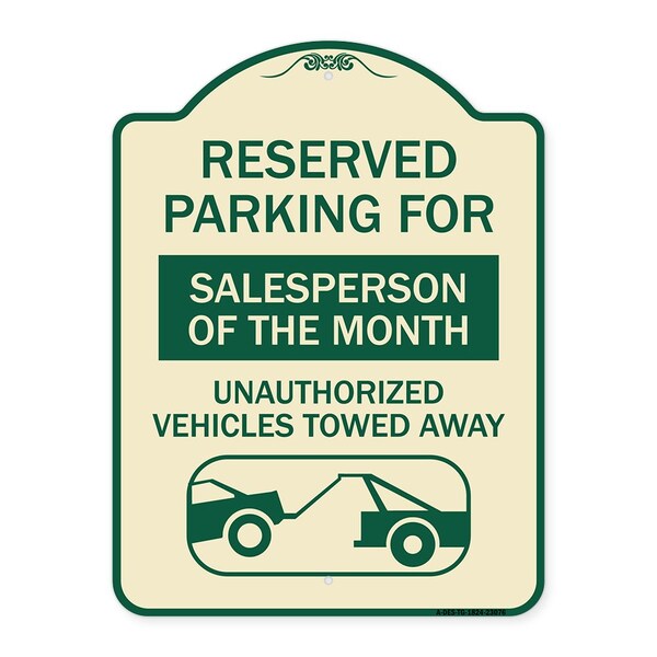Signmission Reserved Parking for Salesperson of the Month Unauthorized Vehicles Towed Away, A-DES-TG-1824-23076 A-DES-TG-1824-23076 - main